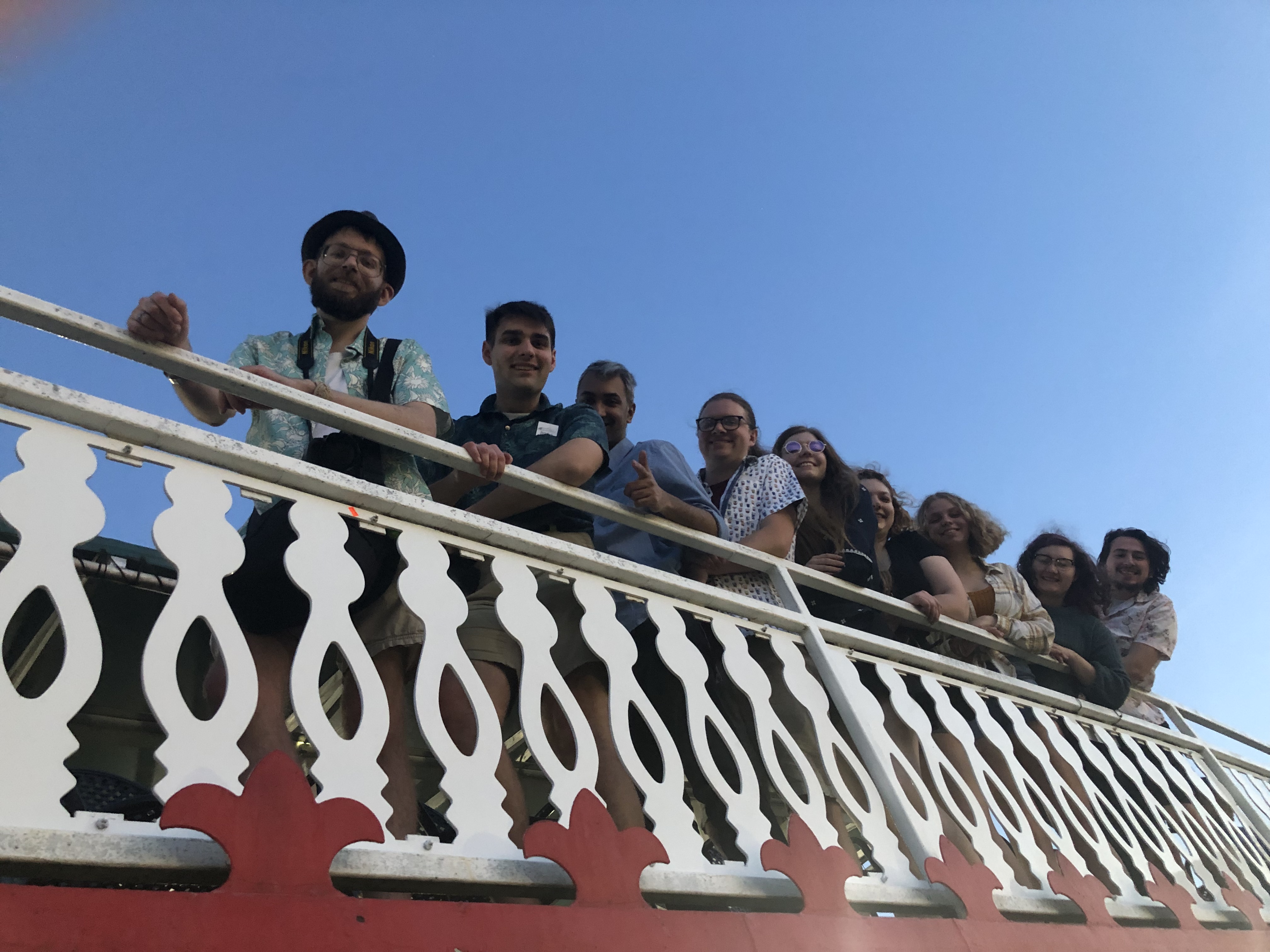 Some members of the Jazz Ensemble on the deck of Steamboat Natchez.