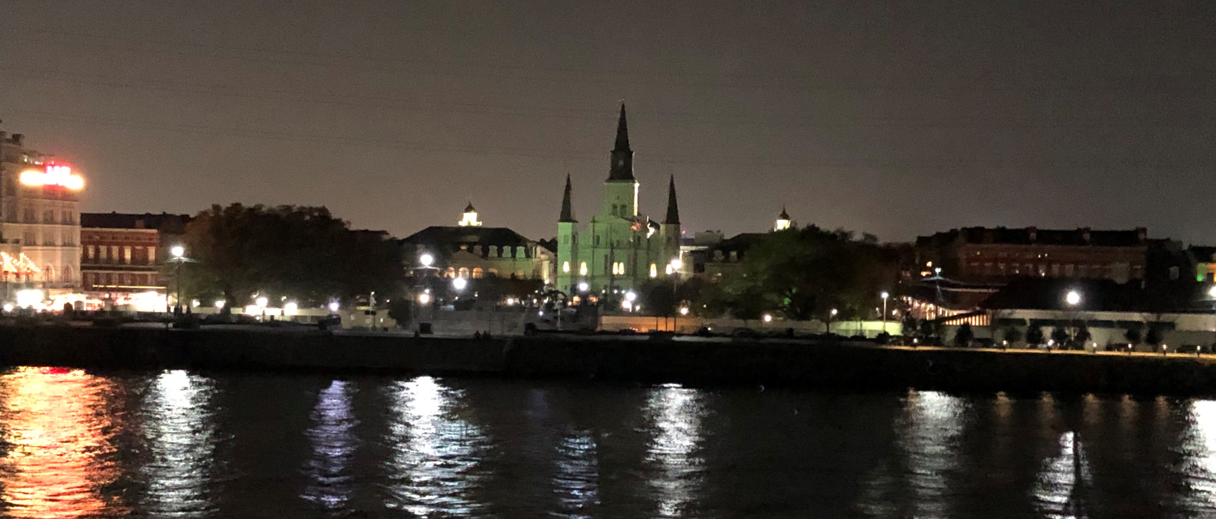 New Orleans skyline from the steamboat deck.