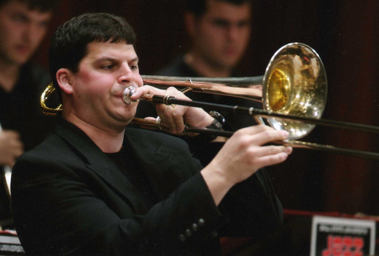 picture of John Ginocchio playing the trombone
