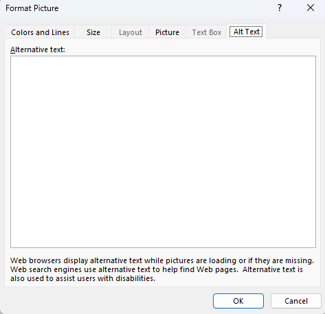 email signature image alt text dialog box