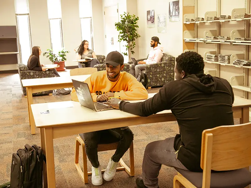 students in the library
