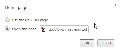 SMSU Today Homepage Chrome Pop Up