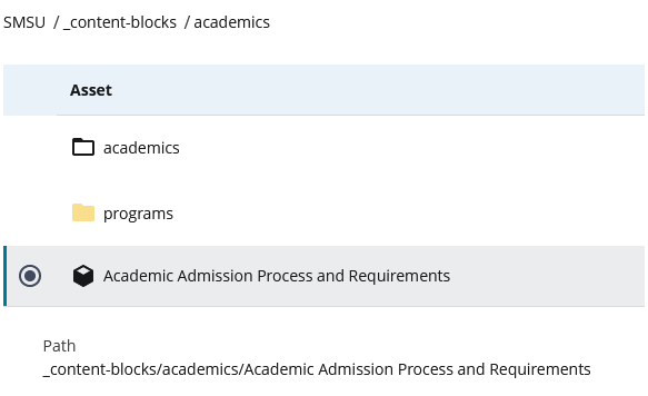 select content block
