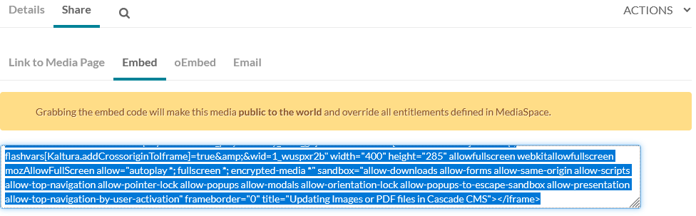 mediaspace share embed