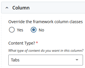 select tabs component