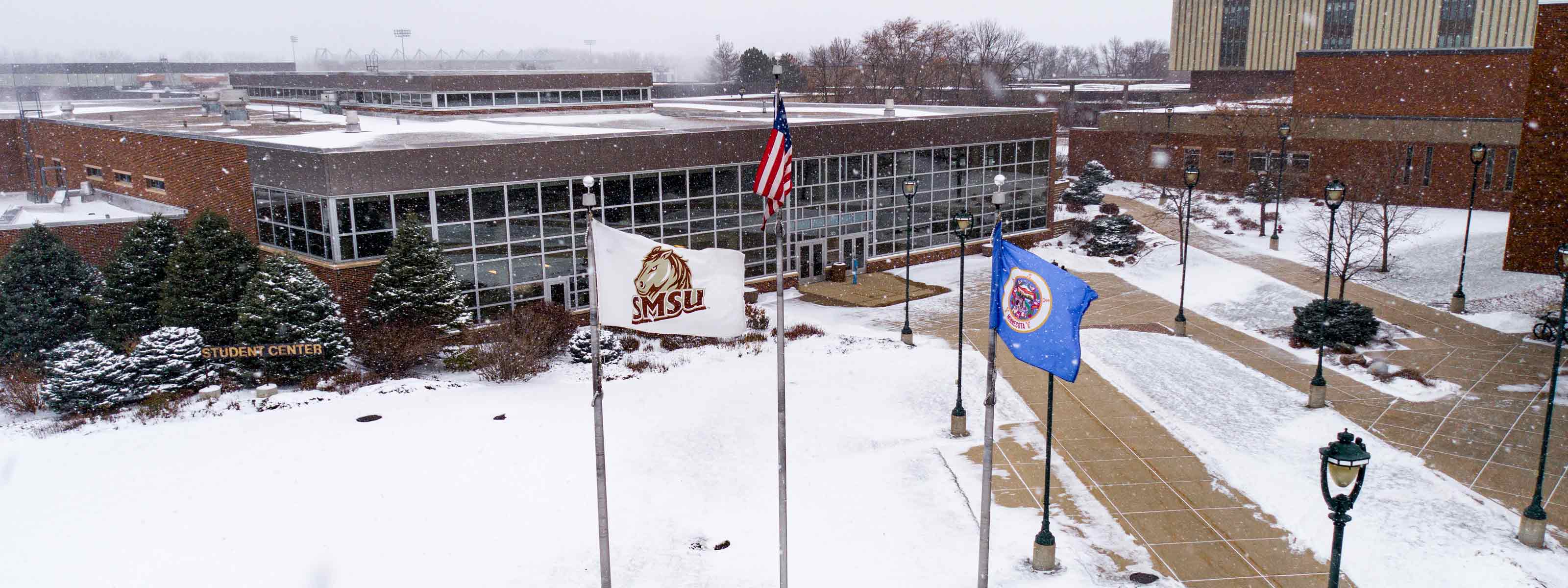 drone image of campus