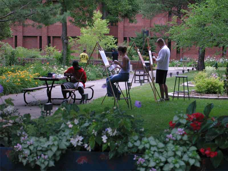 Students in the garden