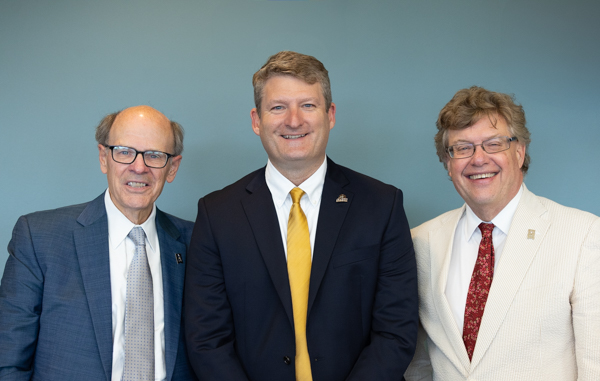 From left: Board of Trustees Chair George Soule, Dr. David Jones, Chancellor Scott Olson